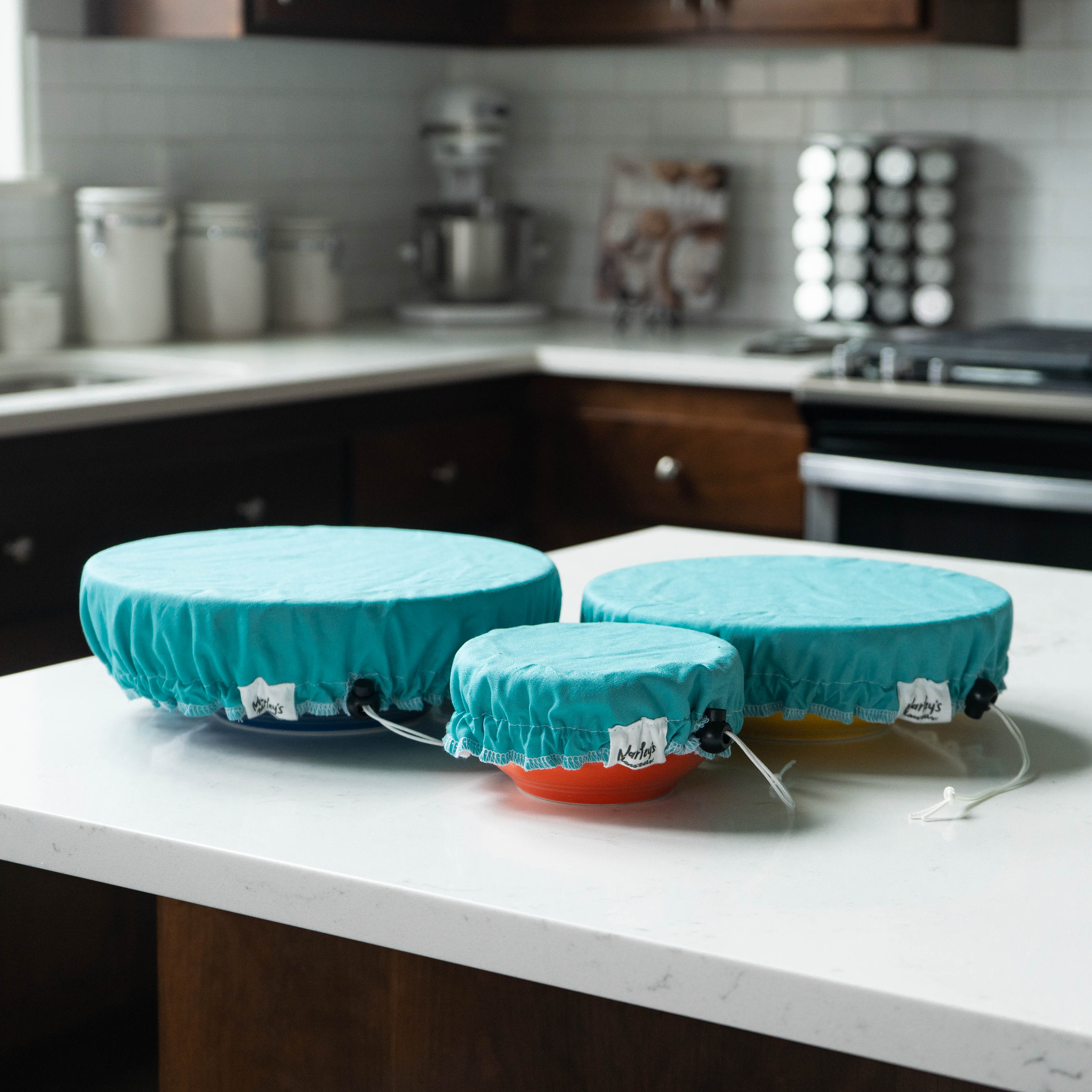 Linen Bowl Cover Bundle - Aqua - Image 3