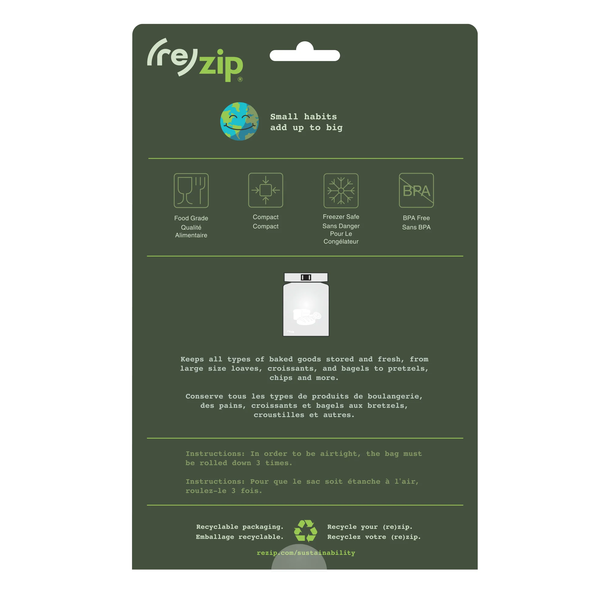 Reusable Bread & Pantry Roll Top Bag - Image 3