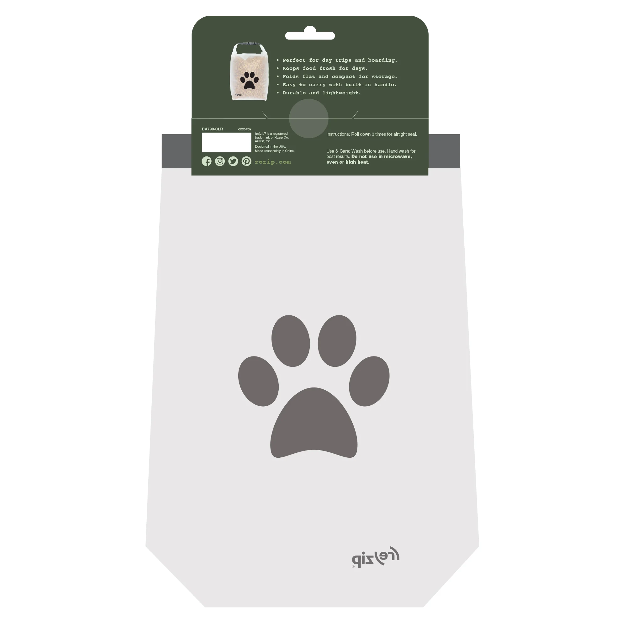 Reusable Roll Top Pet Food Storage Bag, 14 Cup - Image 3