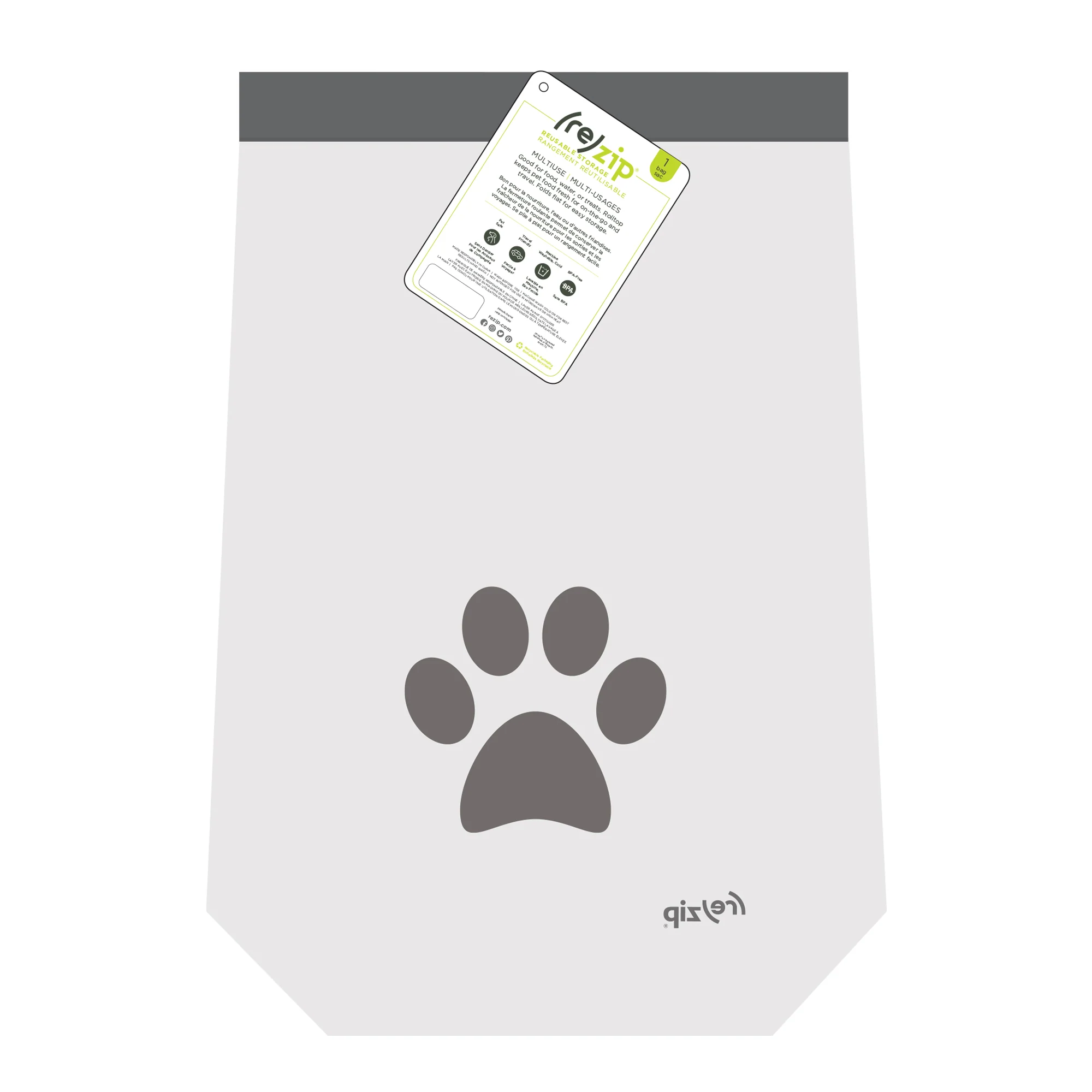 Reusable Roll Top Pet Food Storage Bag, 40 Cup - Image 3